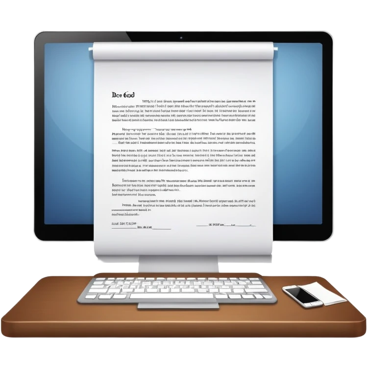 Desk with computer showing document that starts with "Dear God" emoji