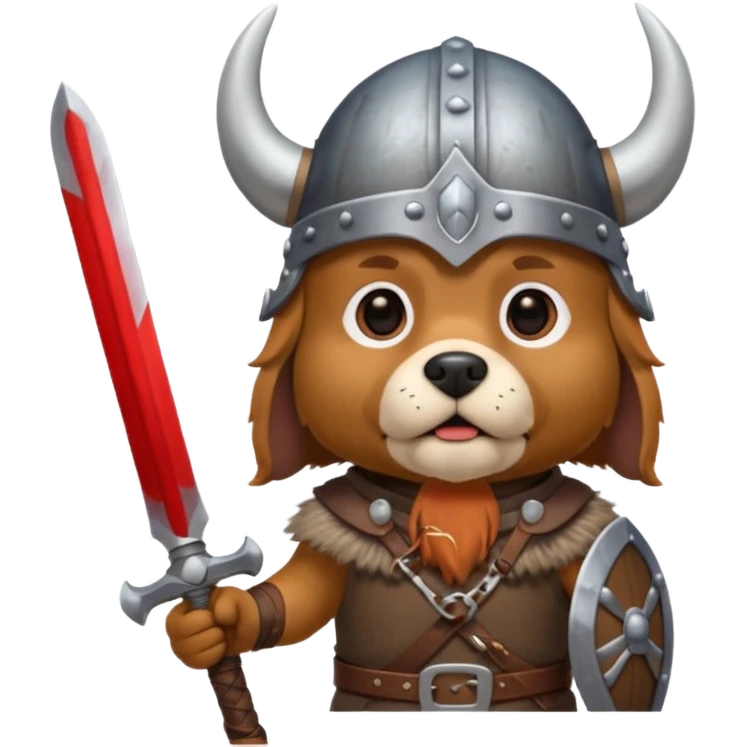 dog with viking helmet and sword emoji
