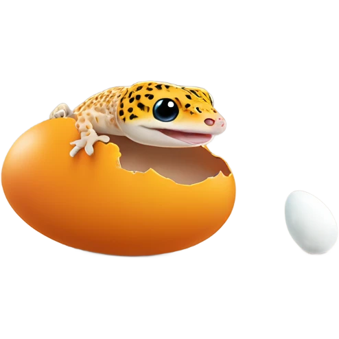 Orange leopard gecko emerges from egg emoji