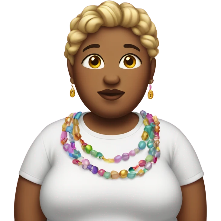 Fat girl with beads in her head and unicorn shirt emoji
