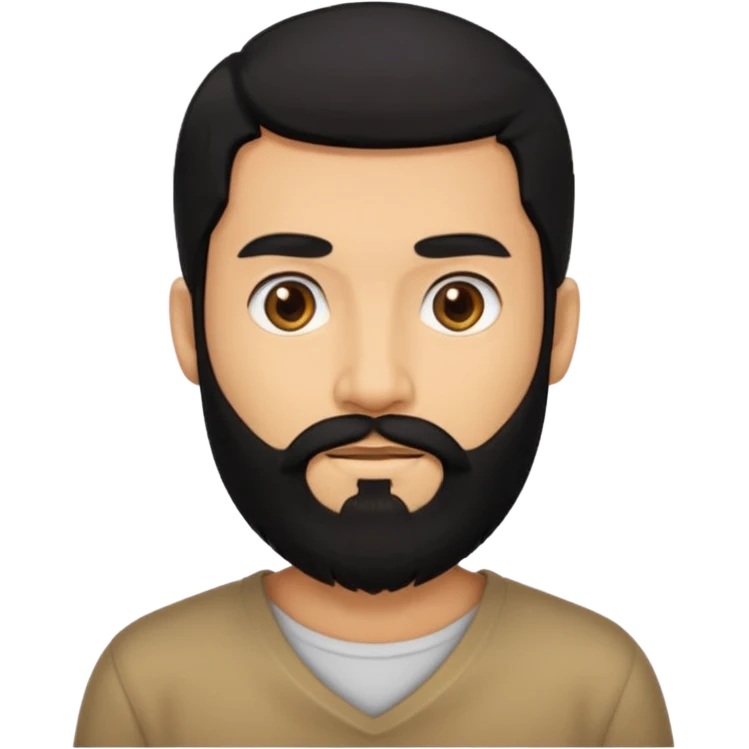 رجل لديه شعر اسود طويل ولحية emoji