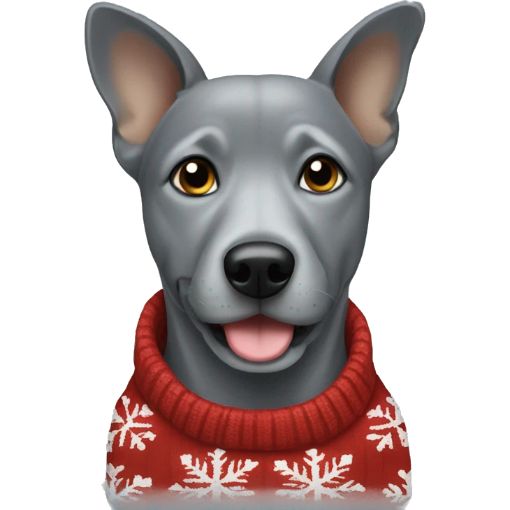Grey dog wearing Christmas sweater  emoji