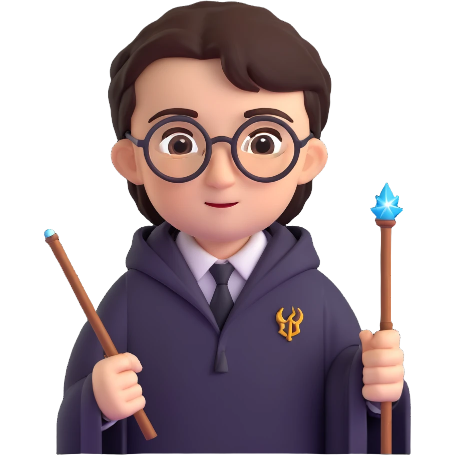 Harry Potter with glasses and wand emoji