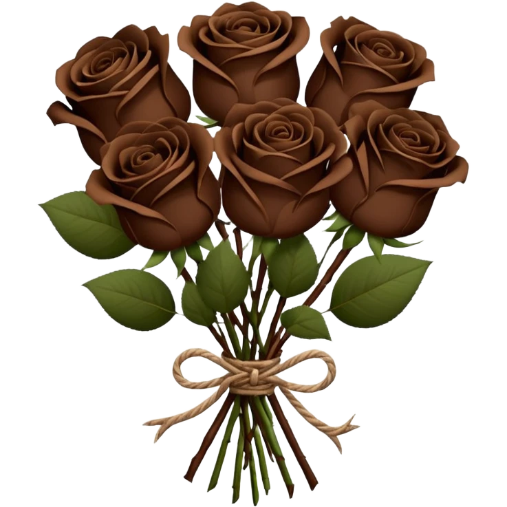 Bouquet of the darkest  brown roses in a paper package emoji