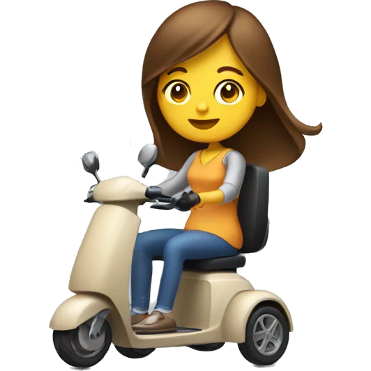 Woman with long brown hair riding a mobility scooter  emoji
