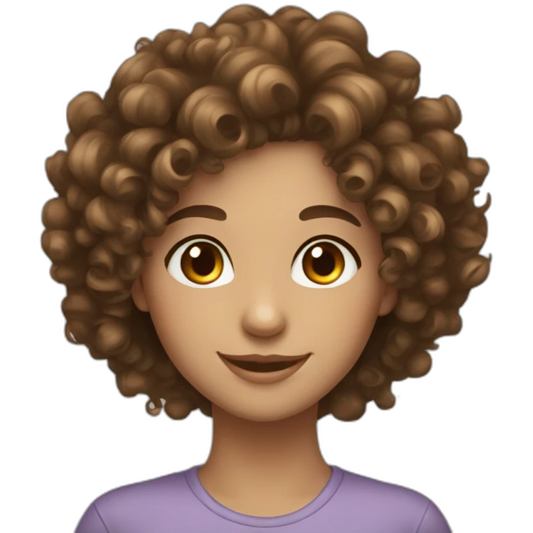 Curly hair brown eyes fair girl smiling  emoji