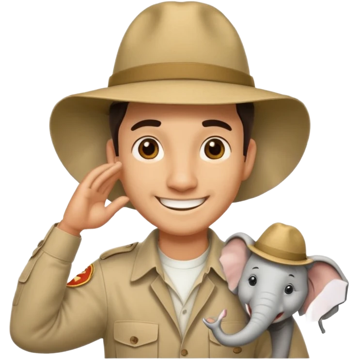 elephhant sitting over mans head  emoji