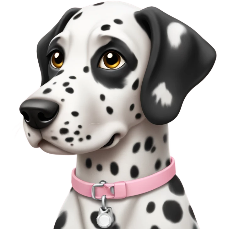 a dalmatian with a light pink collar  emoji