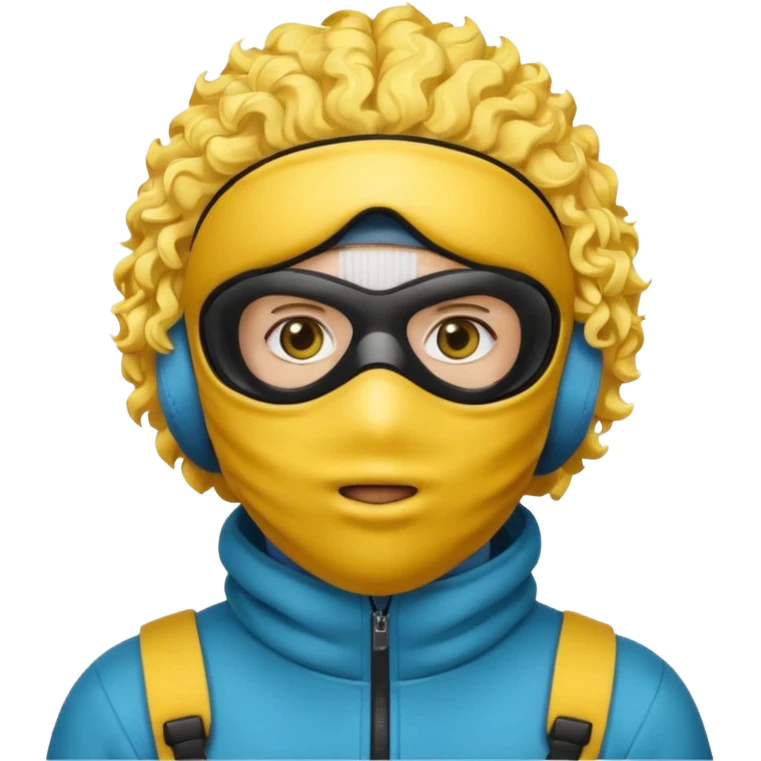 make a yn in a ski mask but but the mask is only covering his mouth and his hair is curly and yellow skin like emoji emoji