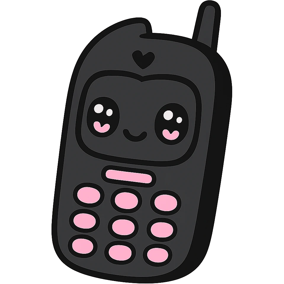 gothic phone, black and pink colors emoji