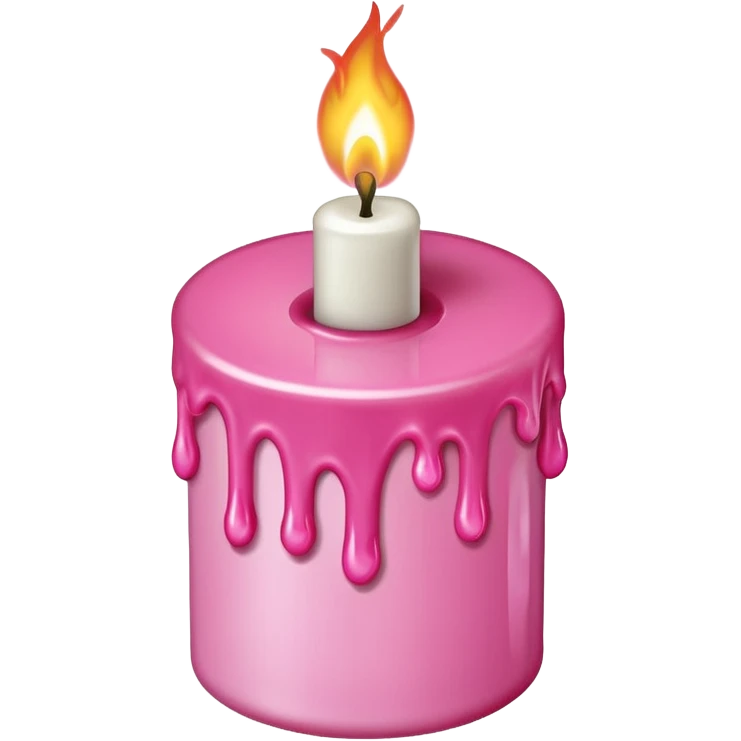 A drawing of a flaming pink candle that could be used at a romantic dinner table. The camera should be isometric at a 90-degree angle. emoji