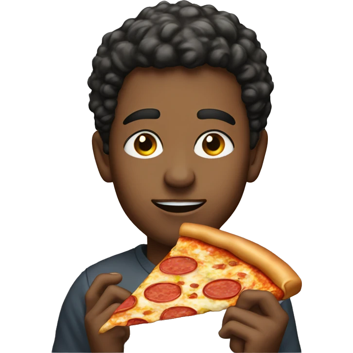 Young bold man Eating pizza  emoji