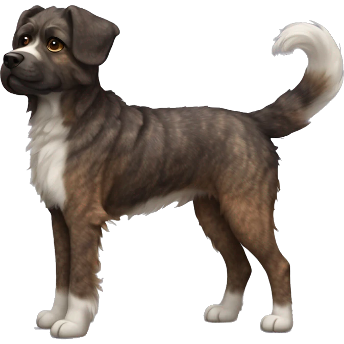Brindle fluffy dog with brindle fur pointed ears  emoji