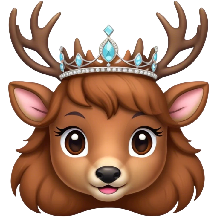 Deer wearing a ￼ tiara emoji