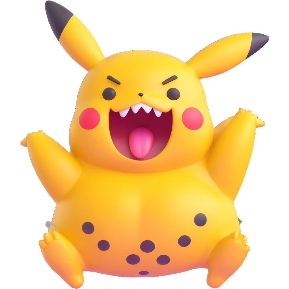 chubby Pikachu with spots yelling in terror emoji