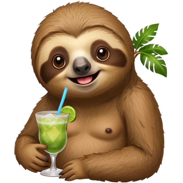 Ленивец с коктейлем из кокоса  emoji
