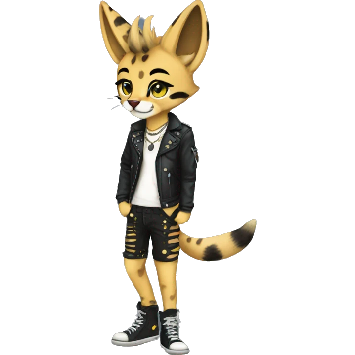 Anthro Punk Serval Full body emoji