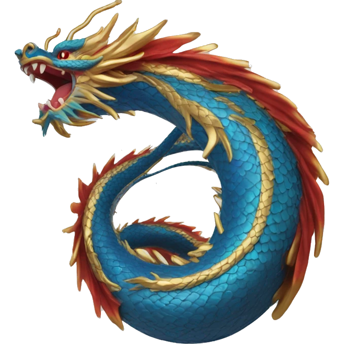 Chinese dragon tail in blue,red and gold  emoji