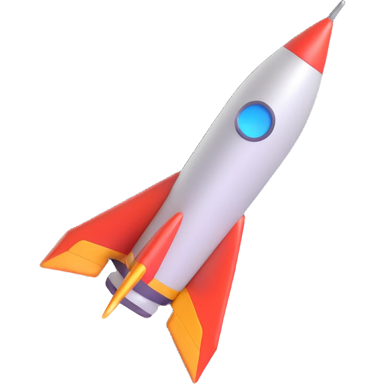 rocket, sleek and metallic, futuristic look, 3D style emoji