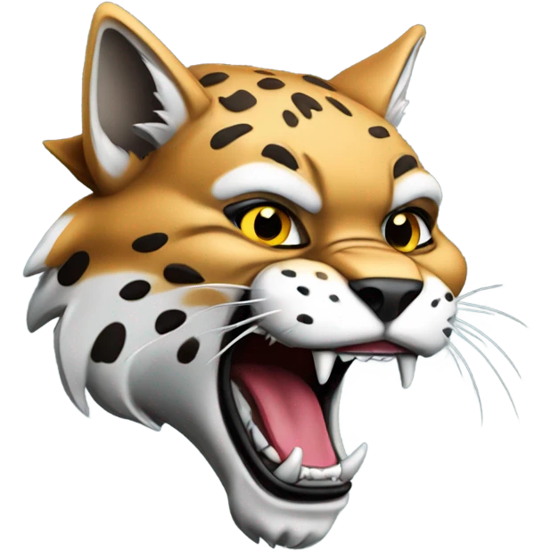 Bobcat mascot dangerous fangs side view emoji