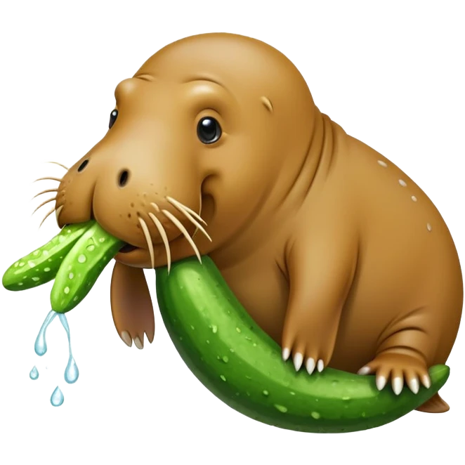Walrus eating a cucumber emoji