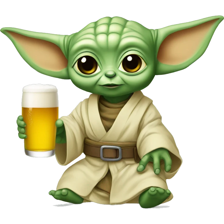 Bébé yoda avec une bière  emoji