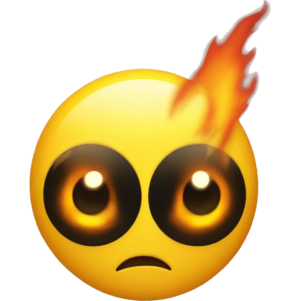 Yellow emoji with fire eyes emoji