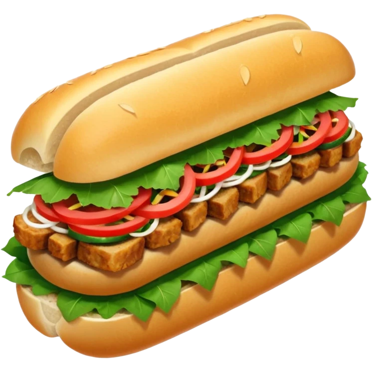 crispy pork banh mi, cartoon style inspired by apple emoji emoji