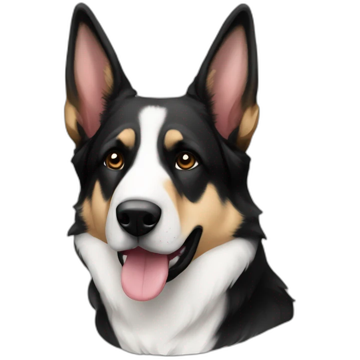 black and white german shepherd pointy ears emoji