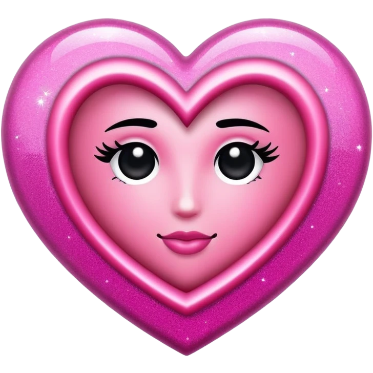 Rosa Herz mit schwarzen Streifen und Glitzer  emoji