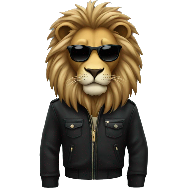 Lion with black sunglasses and black jacket  emoji