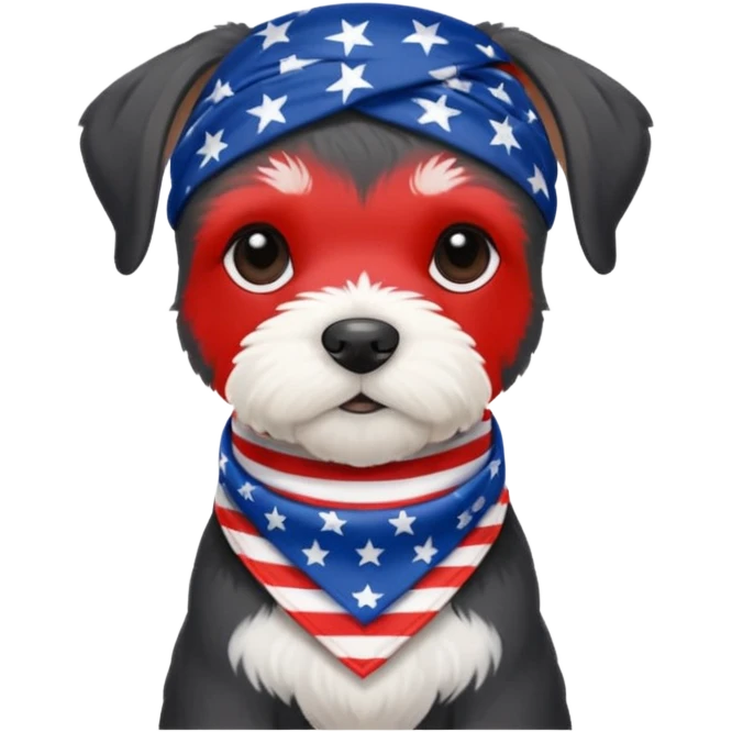 4th of July with a black and white schnauzer puppy emoji