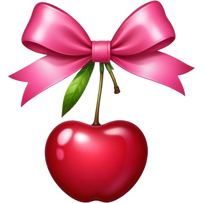Cherry with a pink bow on top  emoji