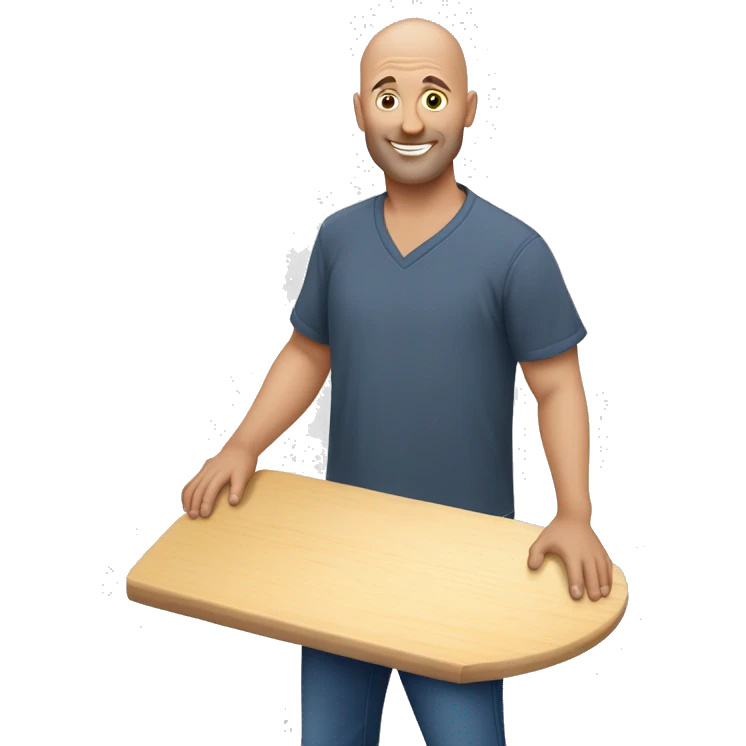 Bald Caucasian man holding cornhole board emoji