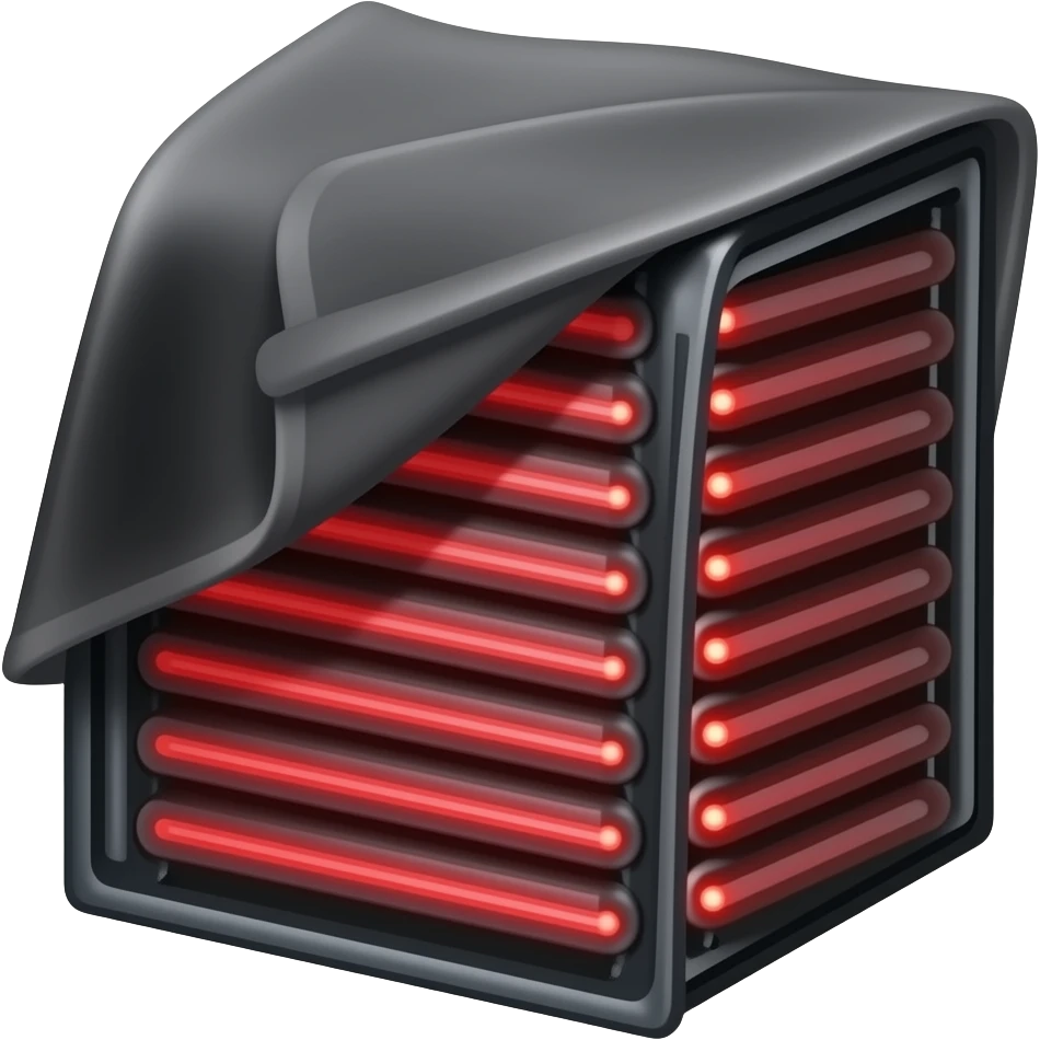 black sauna blanket with red  horizontal heating pads emoji