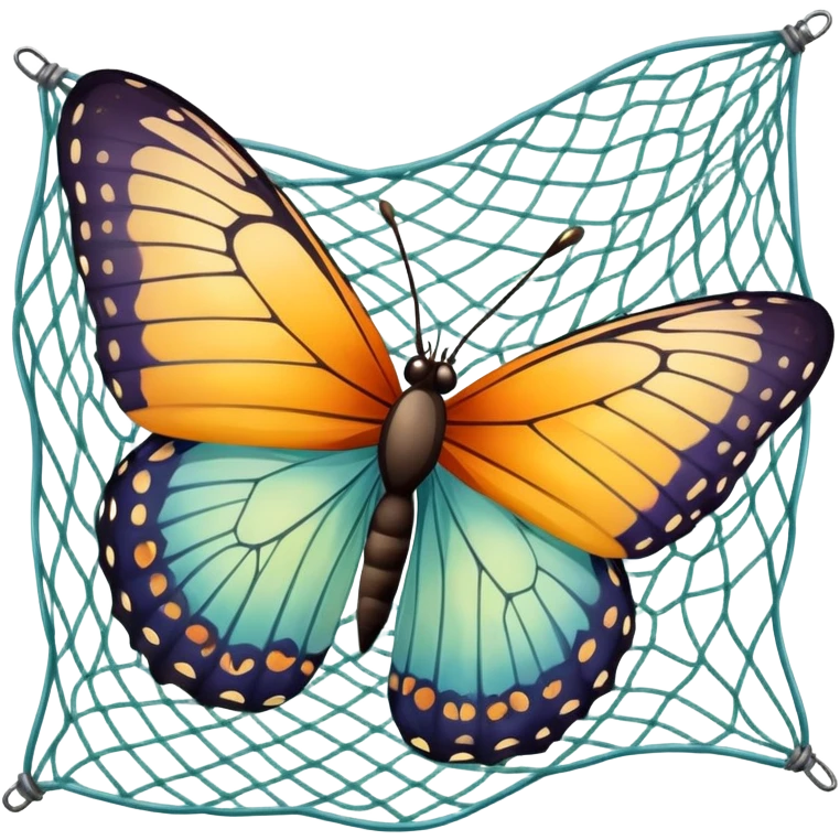 butterfly being caught in a net emoji