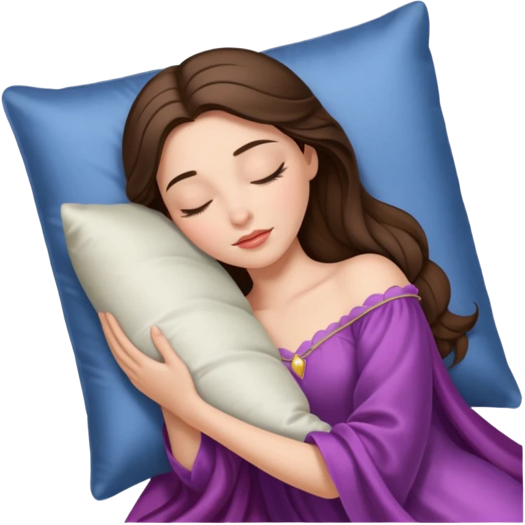 sleeping beauty brunette white girl with a silk pillow emoji