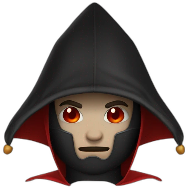 tete marchmalo sous capuche noir avec corne de diable rouge emoji