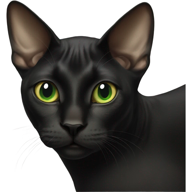  green eyed sphinx black cat with white spot on the nose emoji