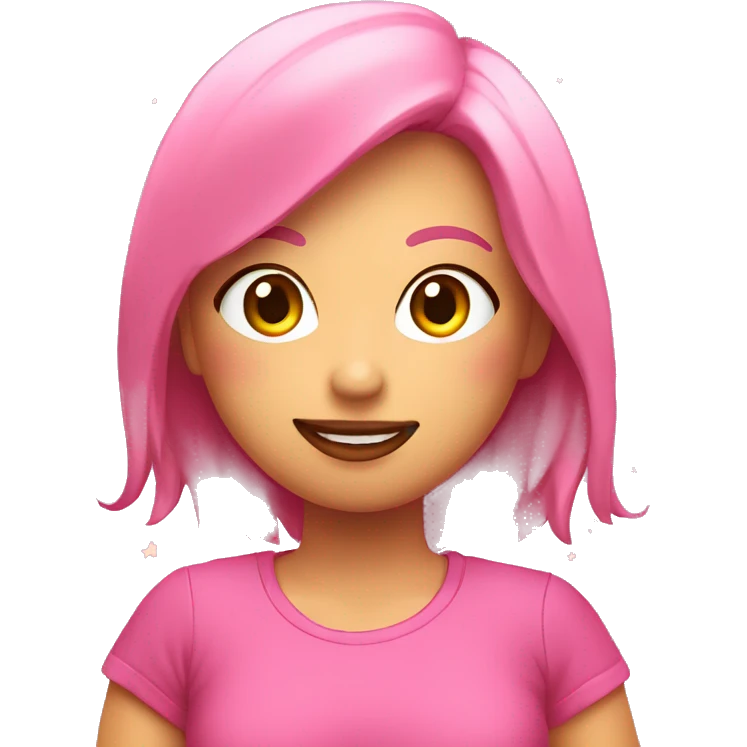 Chica dibujando con remera rosa y estrellas emoji