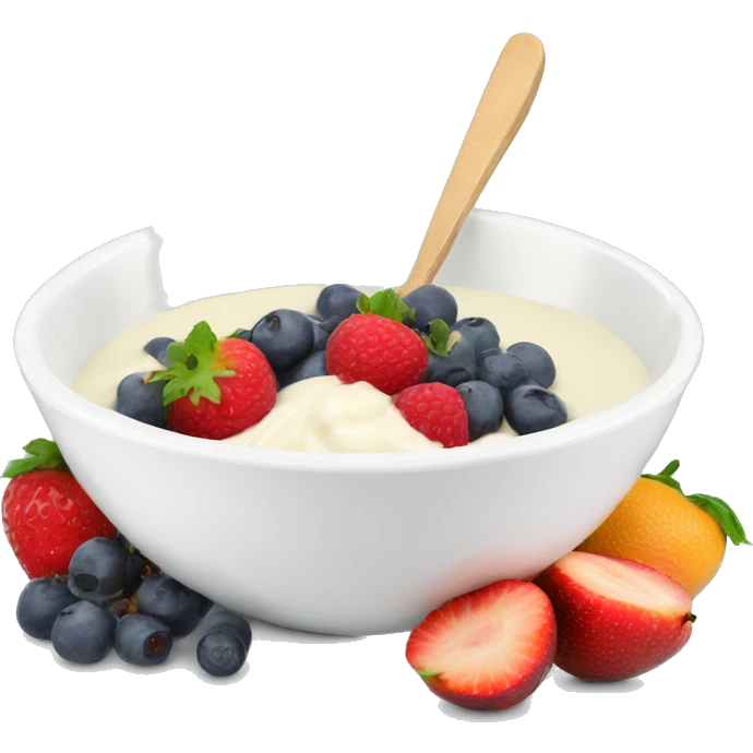 Yoghurt bowl with fruit emoji