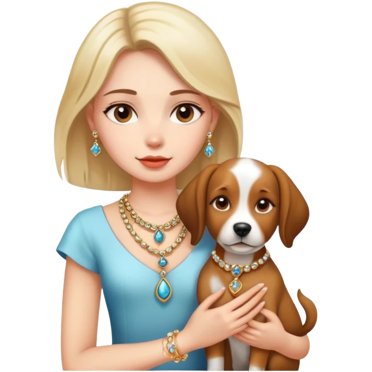 girl with dog and jewelry emoji