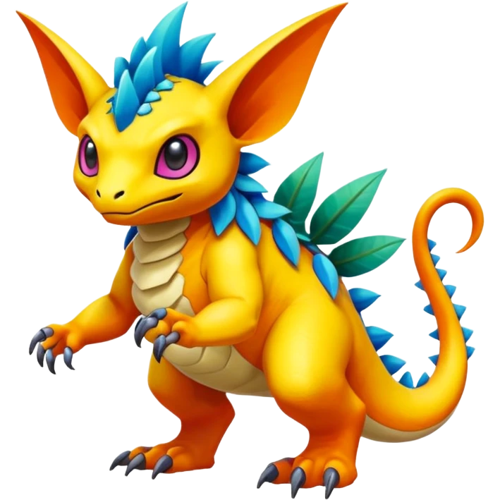 Colorful Exotic Pokémon-Digimon-Monster-Beast-Fakémon-hybrid-creature (full body) emoji
