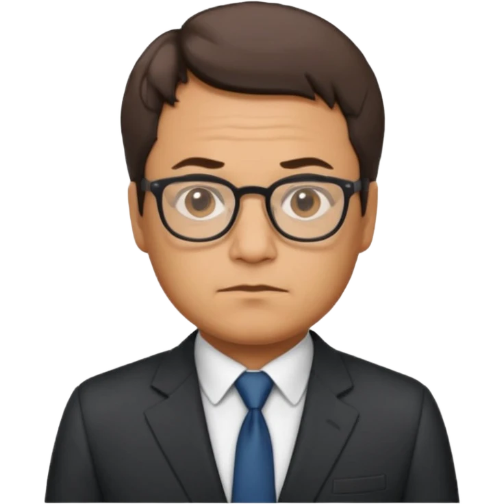 Emoji of Gustavo Petro, a man with glasses and short hair, serious expression, wearing a suit emoji