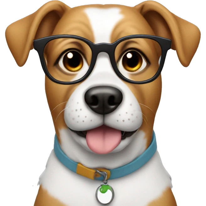 Dog wearing glasses emoji