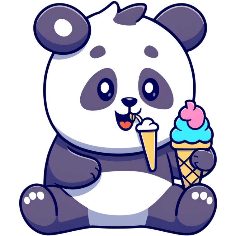Panda eating ice cream emoji