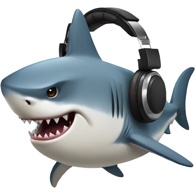 Angry shark with headphones  emoji