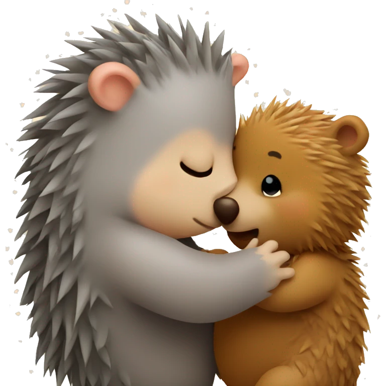 hedgehog kissing a bear emoji