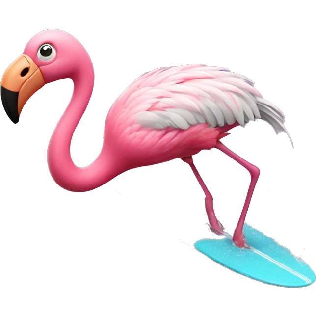 Flamingo surfing emoji