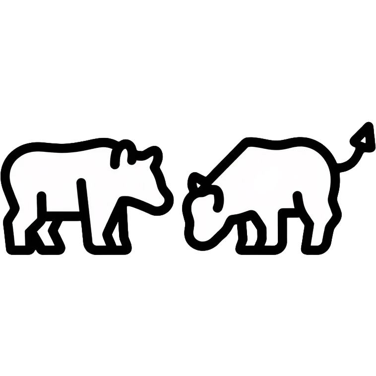 Moscow Exchange trading graph with bull and bear symbols emoji